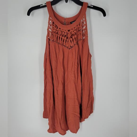 Torrid Orange Crinkle Gauze Crochet Detail Halter Tank 1X - Picture 2 of 10